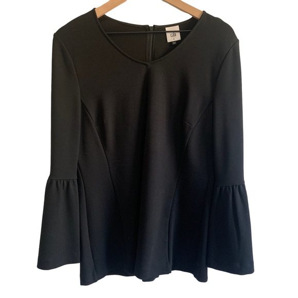 CAbi It's a Party Bell Sleeve V-Neck Top Black Sz Medium - Picture 3 of 9